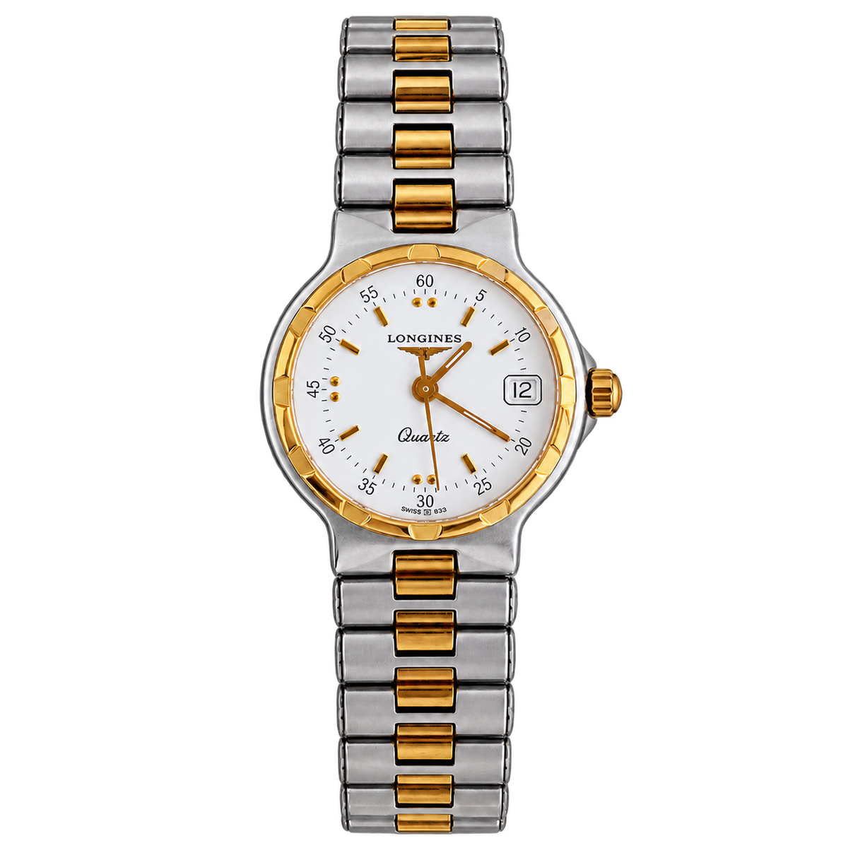 Longines Conquest Two Tone White Dial Date Watch
