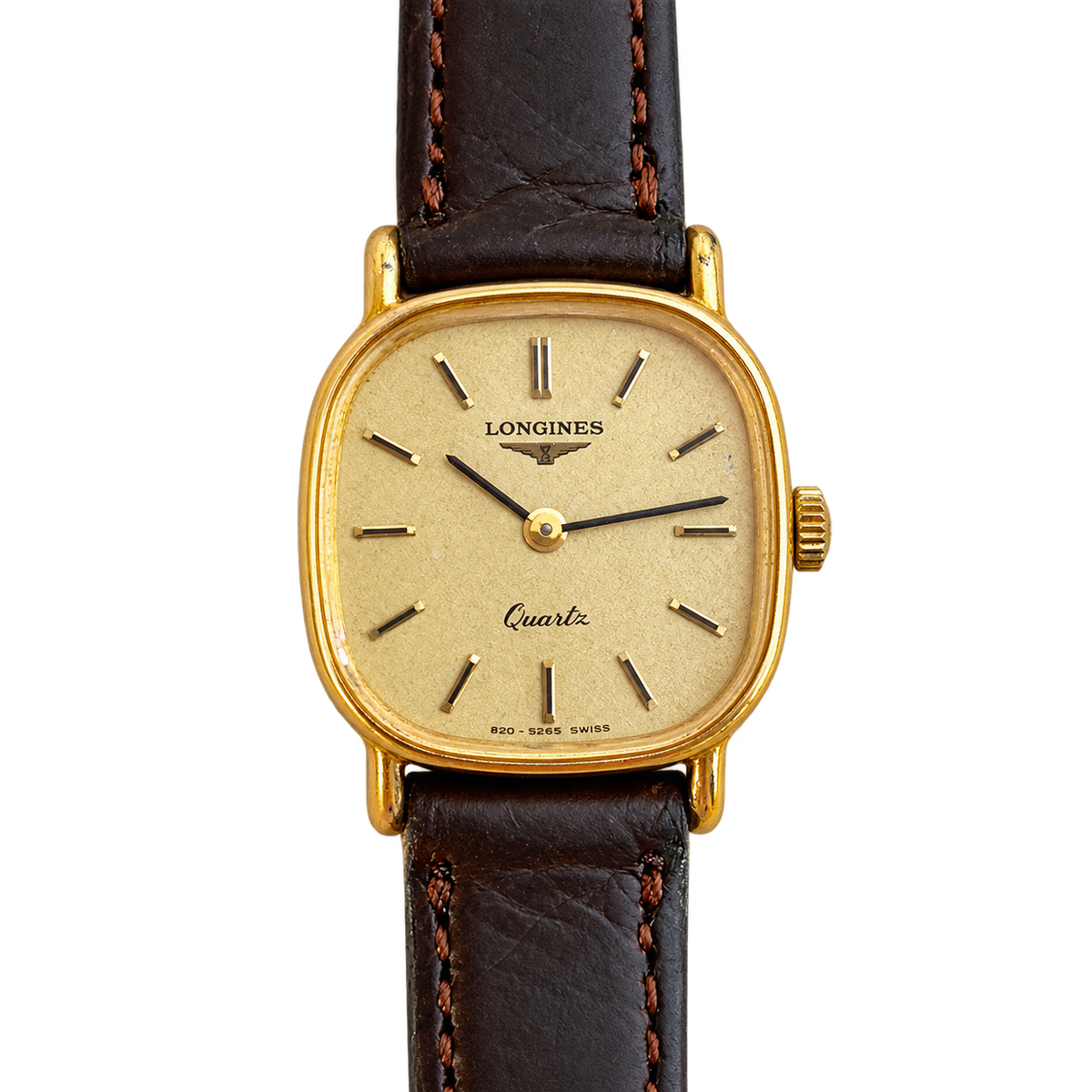 Longines Champagne Cushion Gold Tone Women's Watch