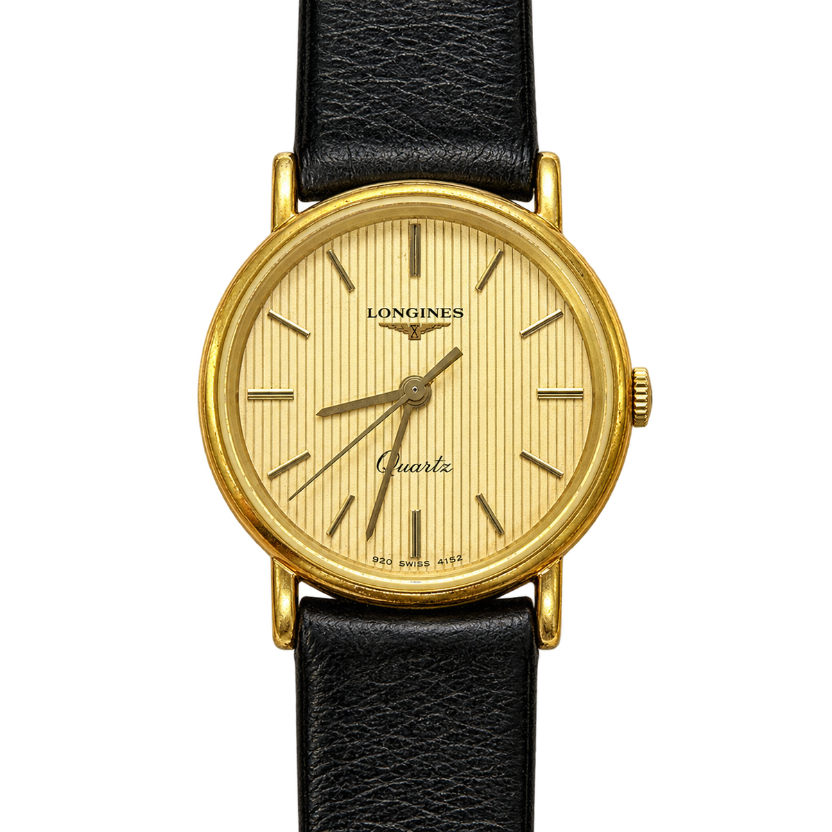 Longines Striped Gold Dial Leather Strap Women’s Watch