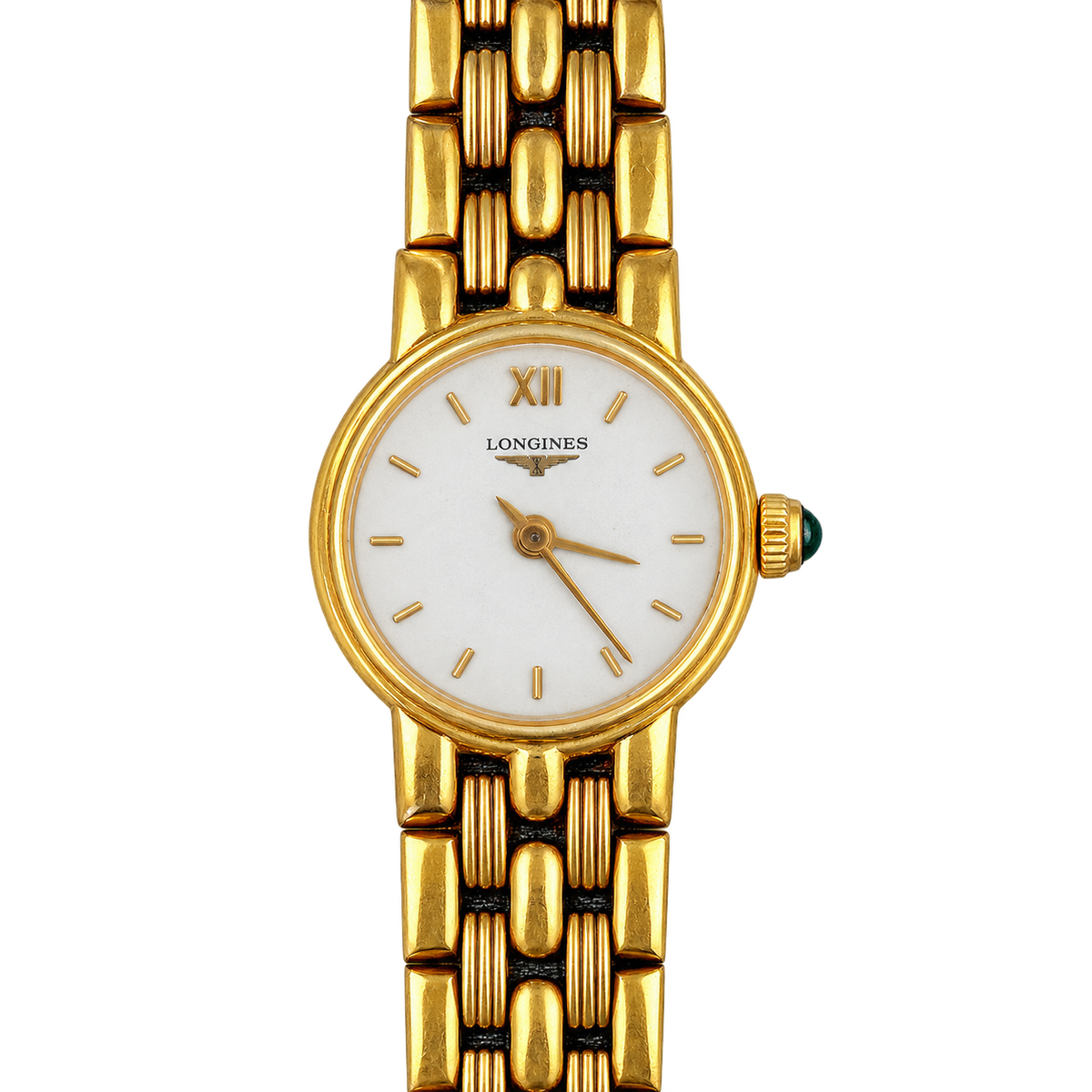 Longines Green Stone Crown Gold Bracelet Women’s Watch