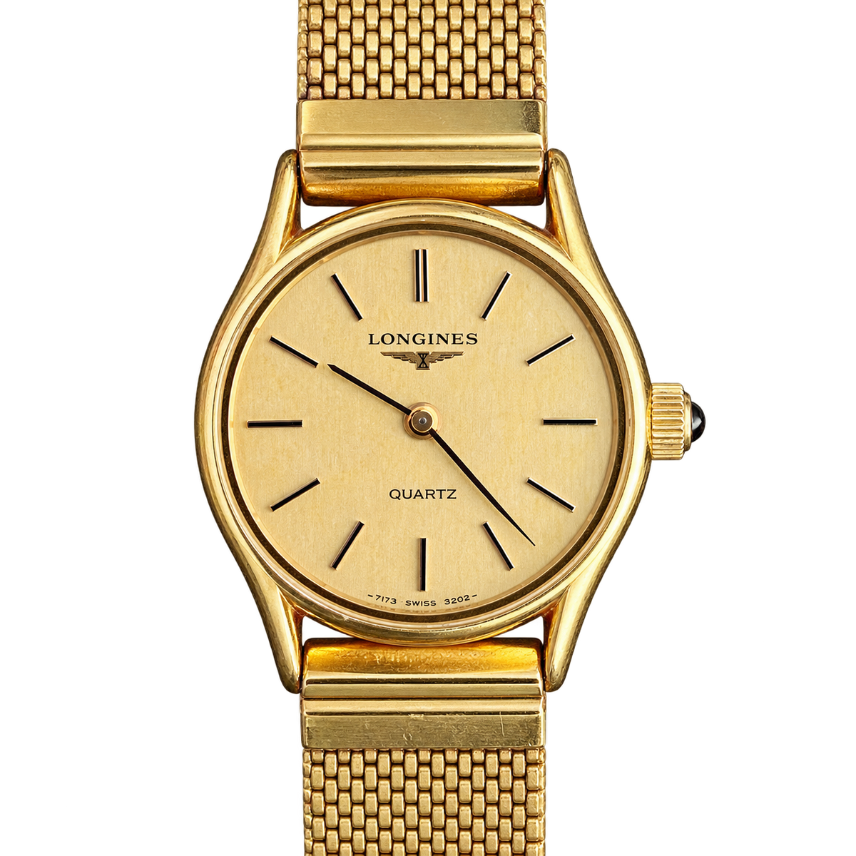 Longines Round Women’s Watch with Champagne Dial and Gold Bracelet