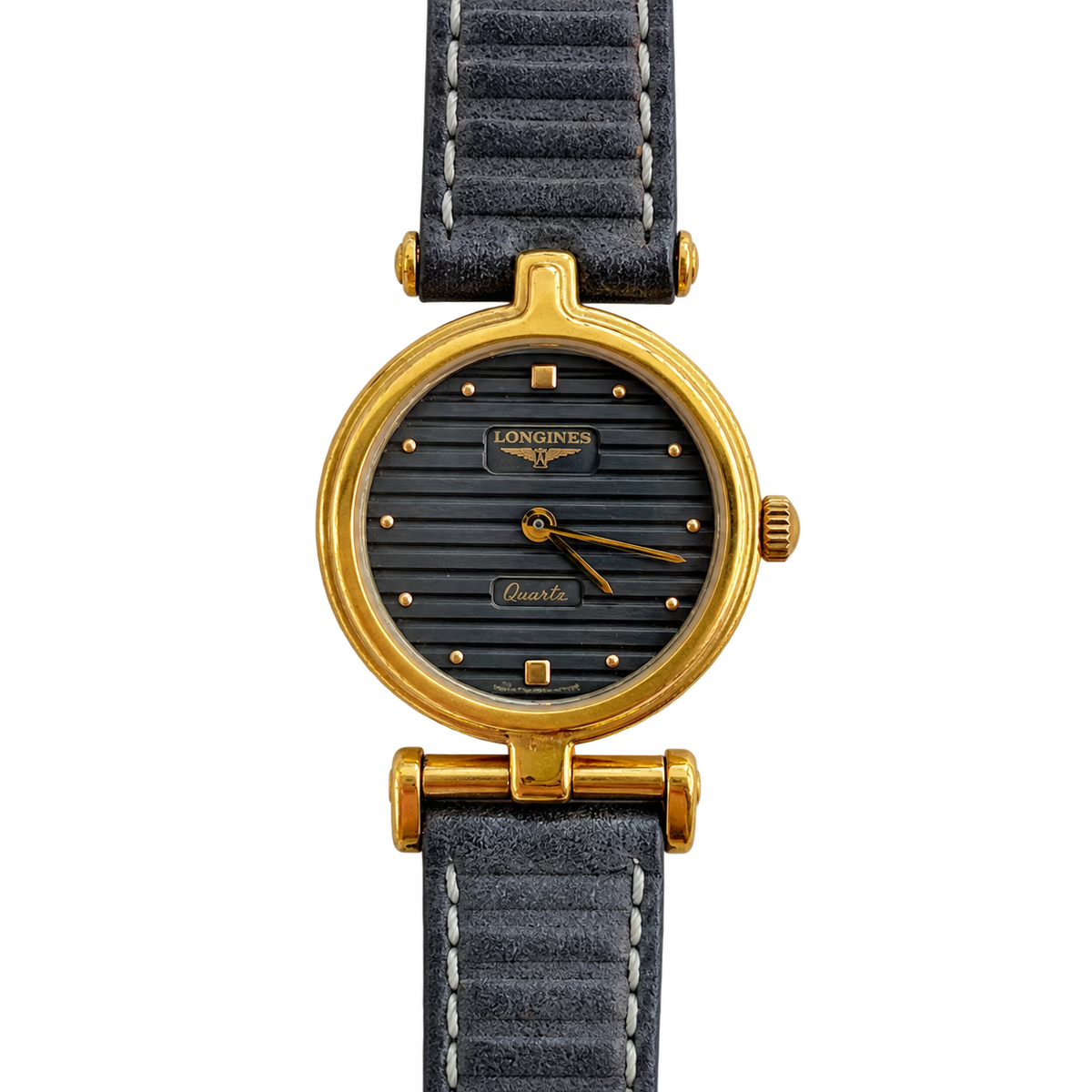 Longines Round Women’s Watch with Asymmetric Lugs and Ribbed Dial