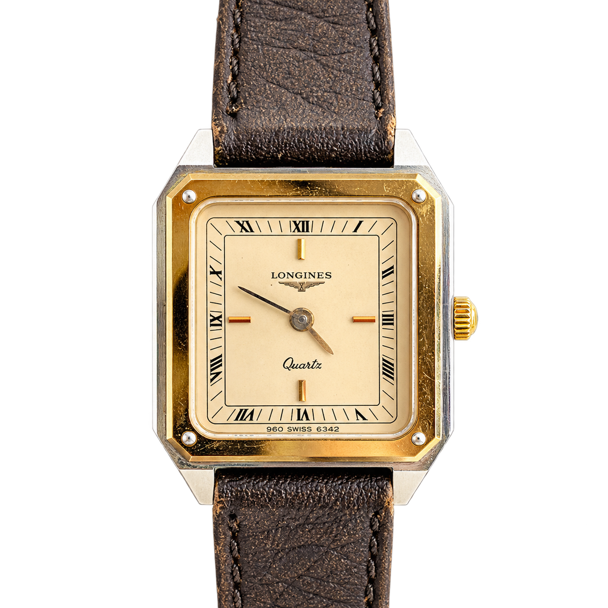 Longines Two Tone Rectangular Women’s Watch with Roman Dial