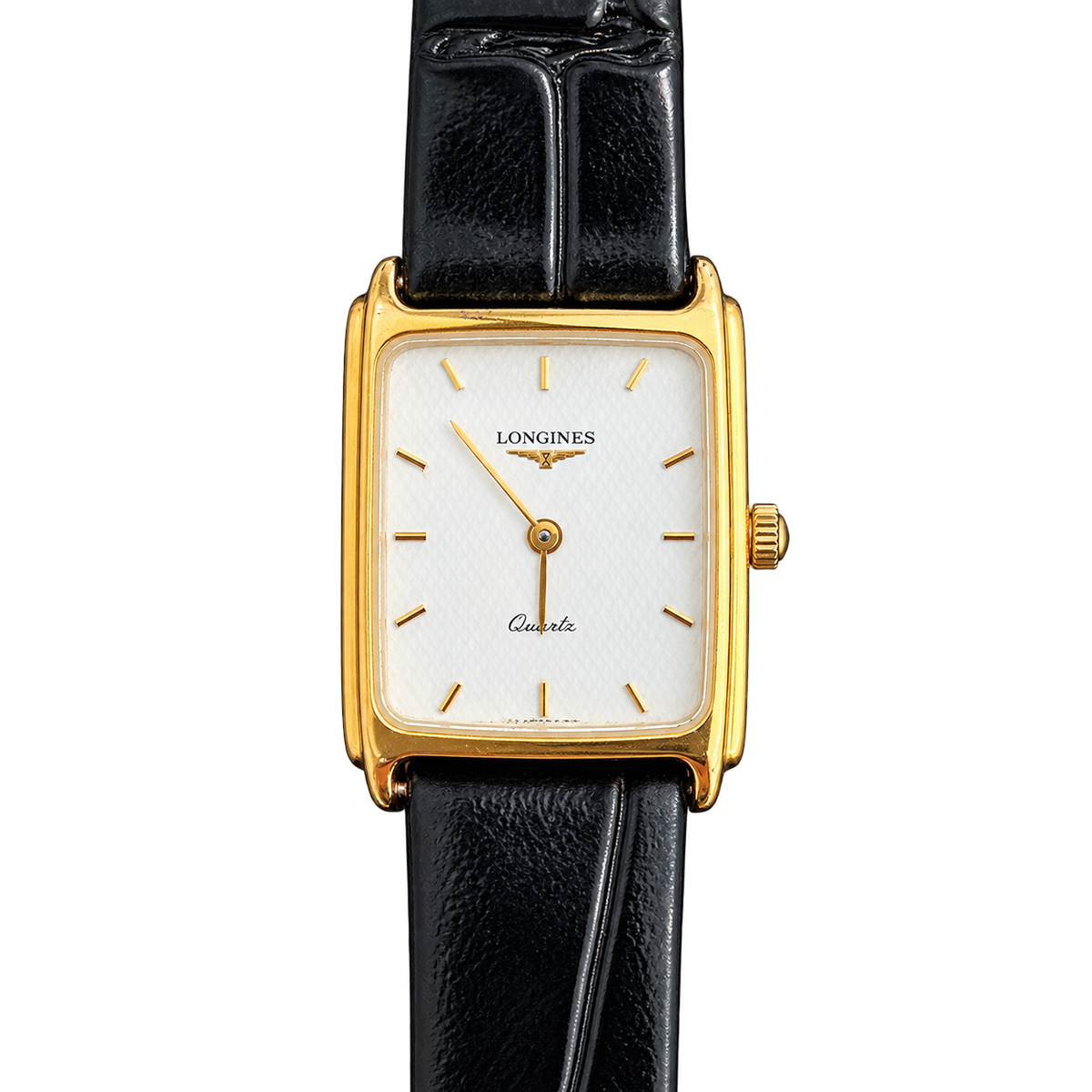 Longines Rectangular Women’s Watch with Ivory Textured Dial