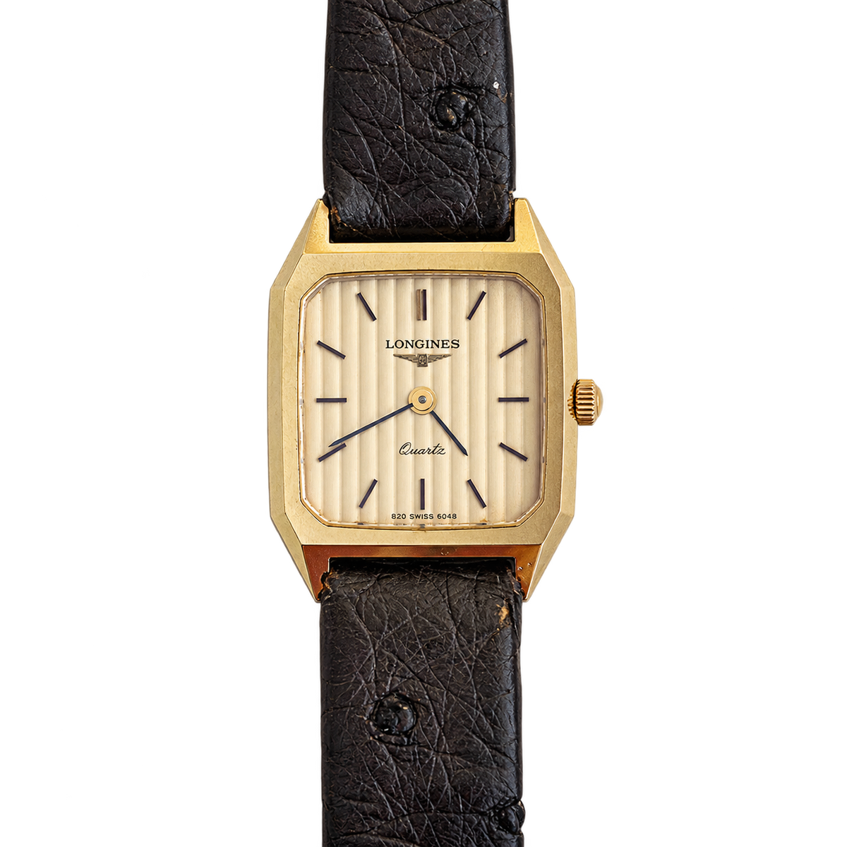 Longines Fluted Dial Gold Rectangular Watch