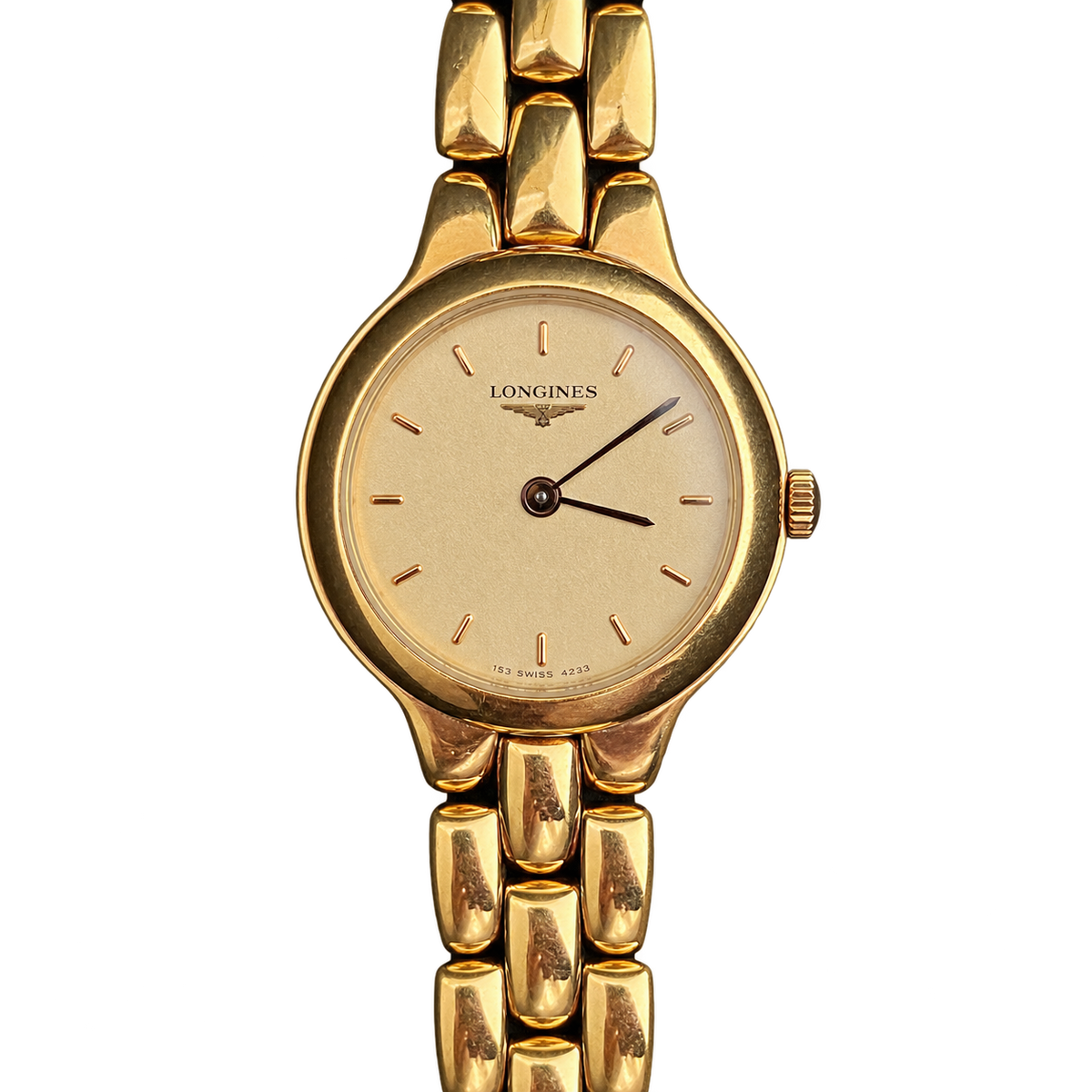 Longines Gold Tone Sculpted Bracelet Watch