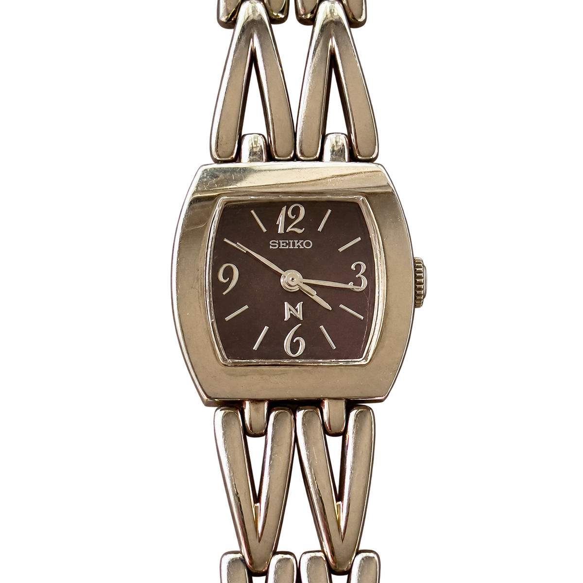 Seiko Noie Brown Dial Sculpted Bracelet Women's Watch
