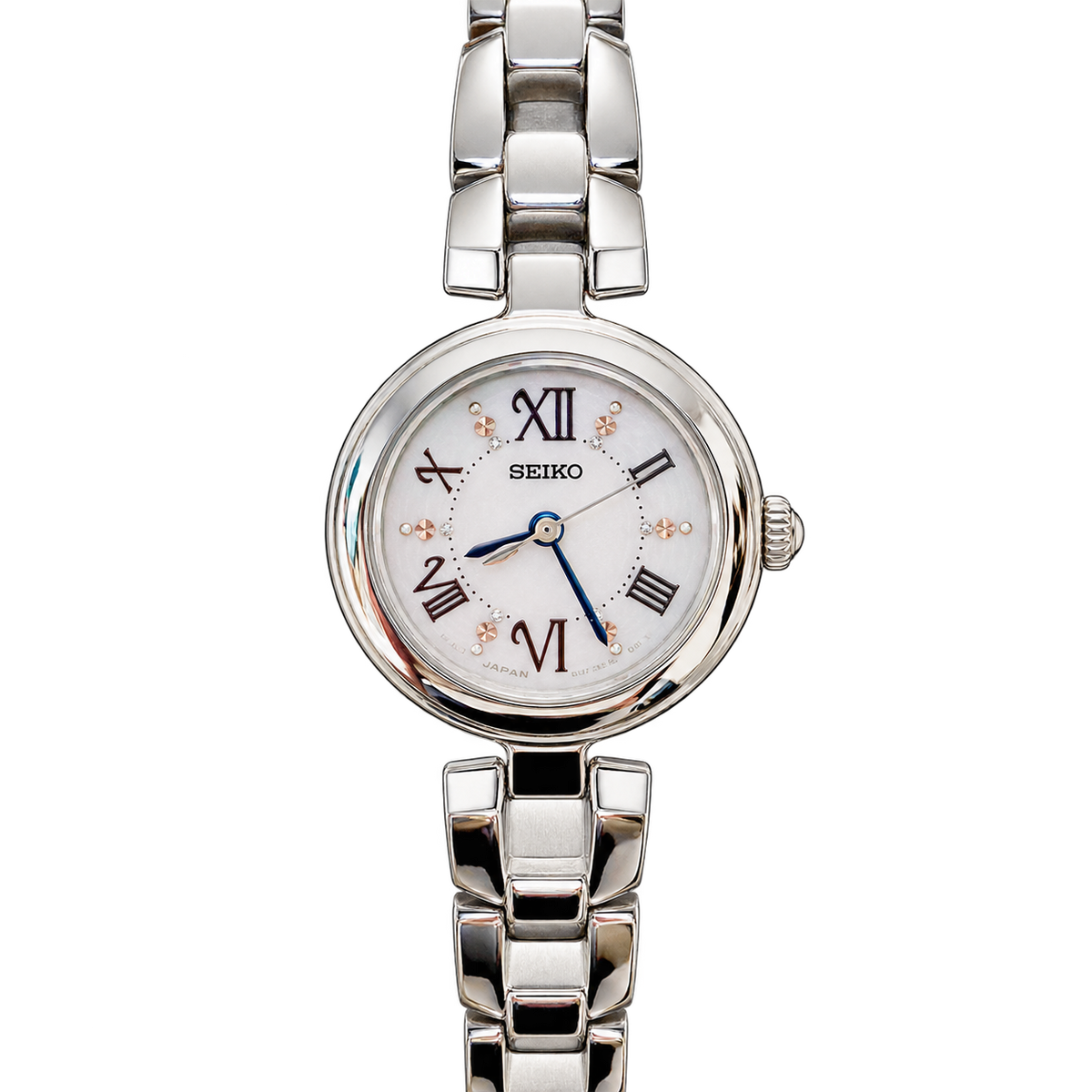 Seiko Tissé Solar White Dial Blue Hands Women's Watch