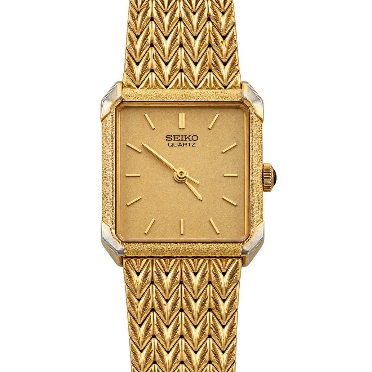 Seiko Champagne Dial Gold Tone Herringbone Tank Women's Watch