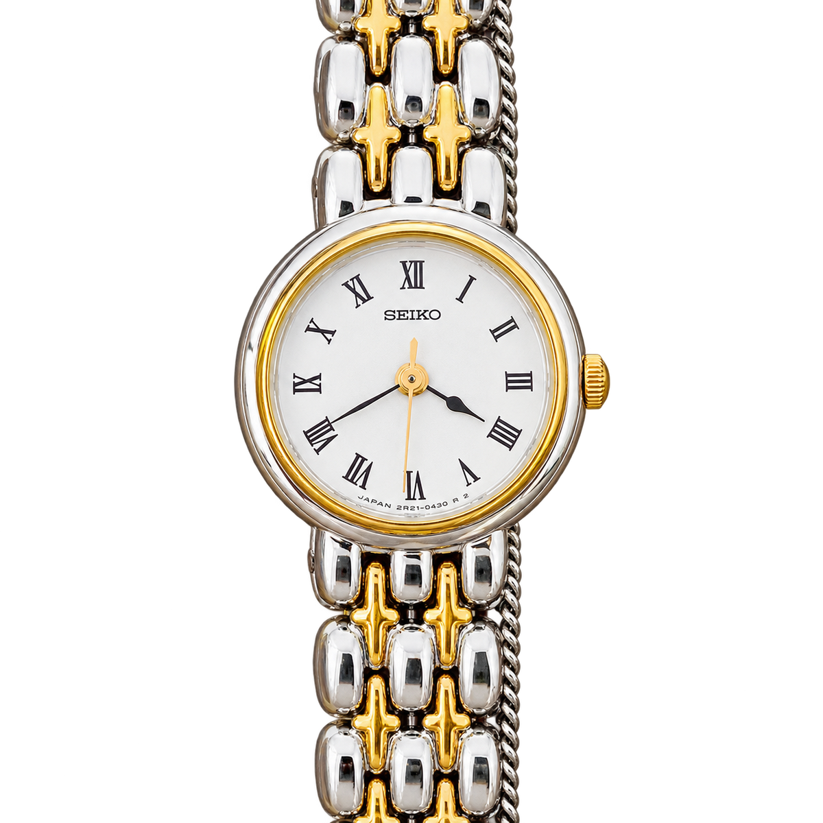 Seiko White Roman Dial Two Tone Women's Watch