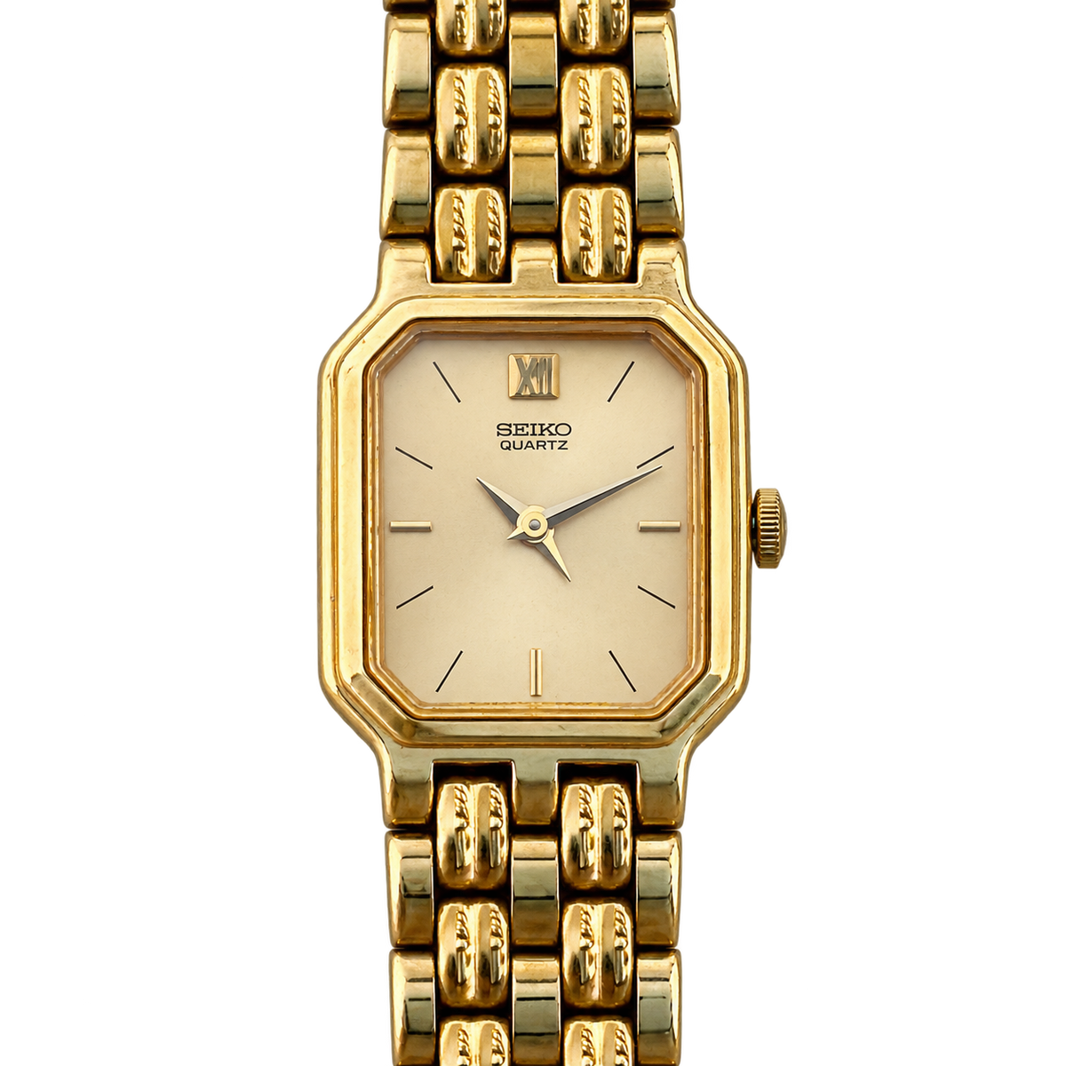 Seiko Gold Tone Tank Link Bracelet Women's Watch