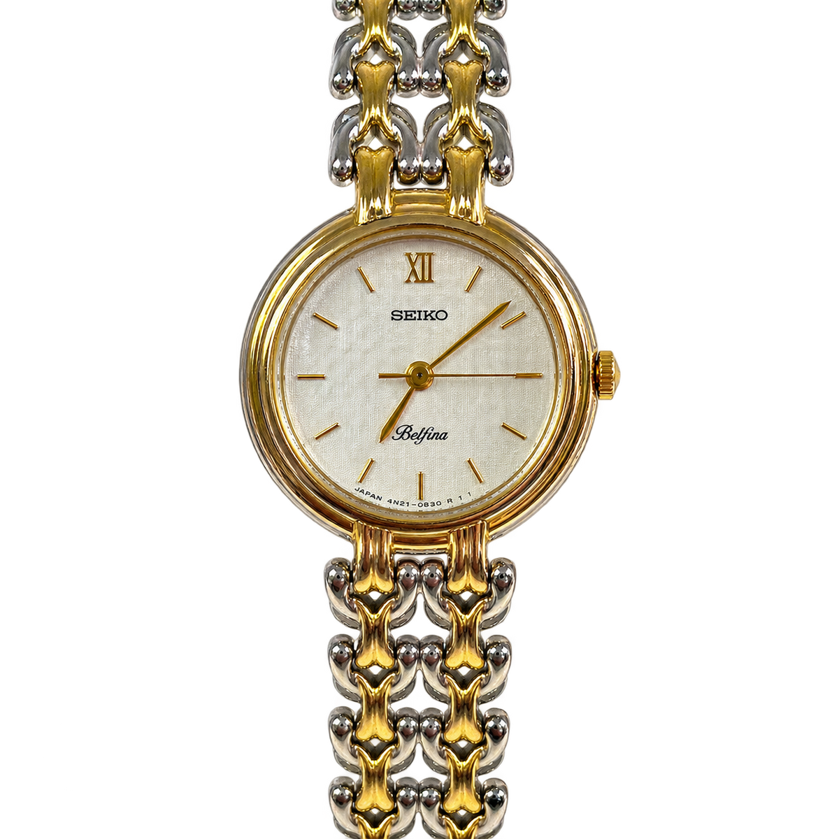 Seiko Belfina Linen Dial Two Tone Women's Watch