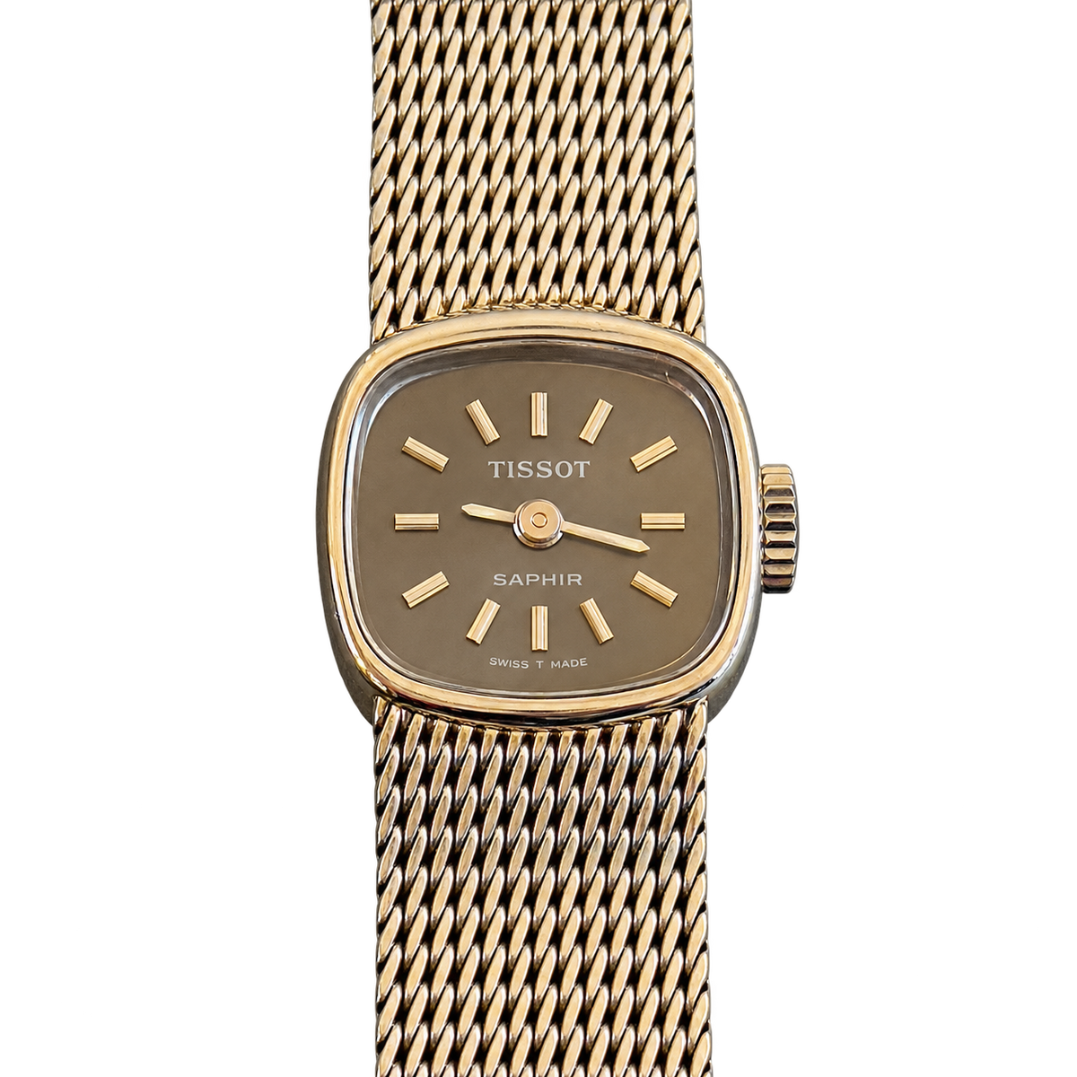 Tissot Saphir Dark Dial Silver Cushion Women's Watch