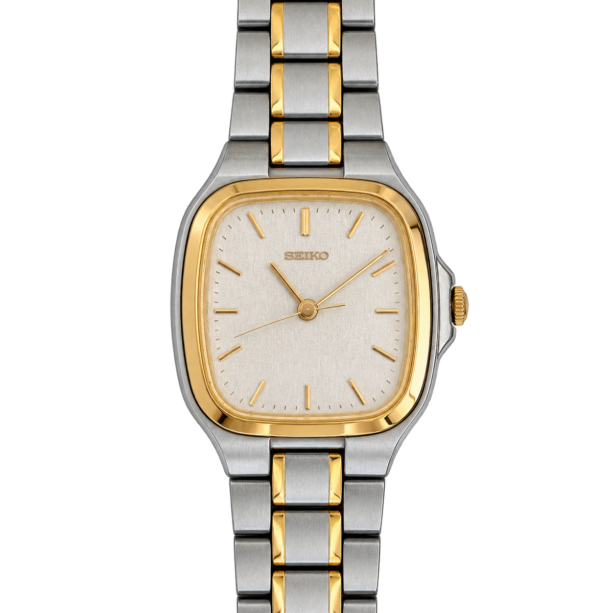 Seiko Linen Dial Two Tone Cushion Women's Watch