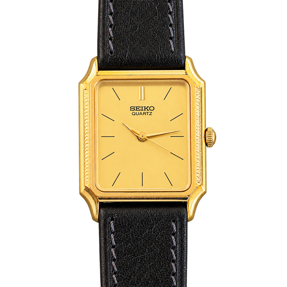 Seiko Gold Tone Tank Women's Watch with Hirsch Strap