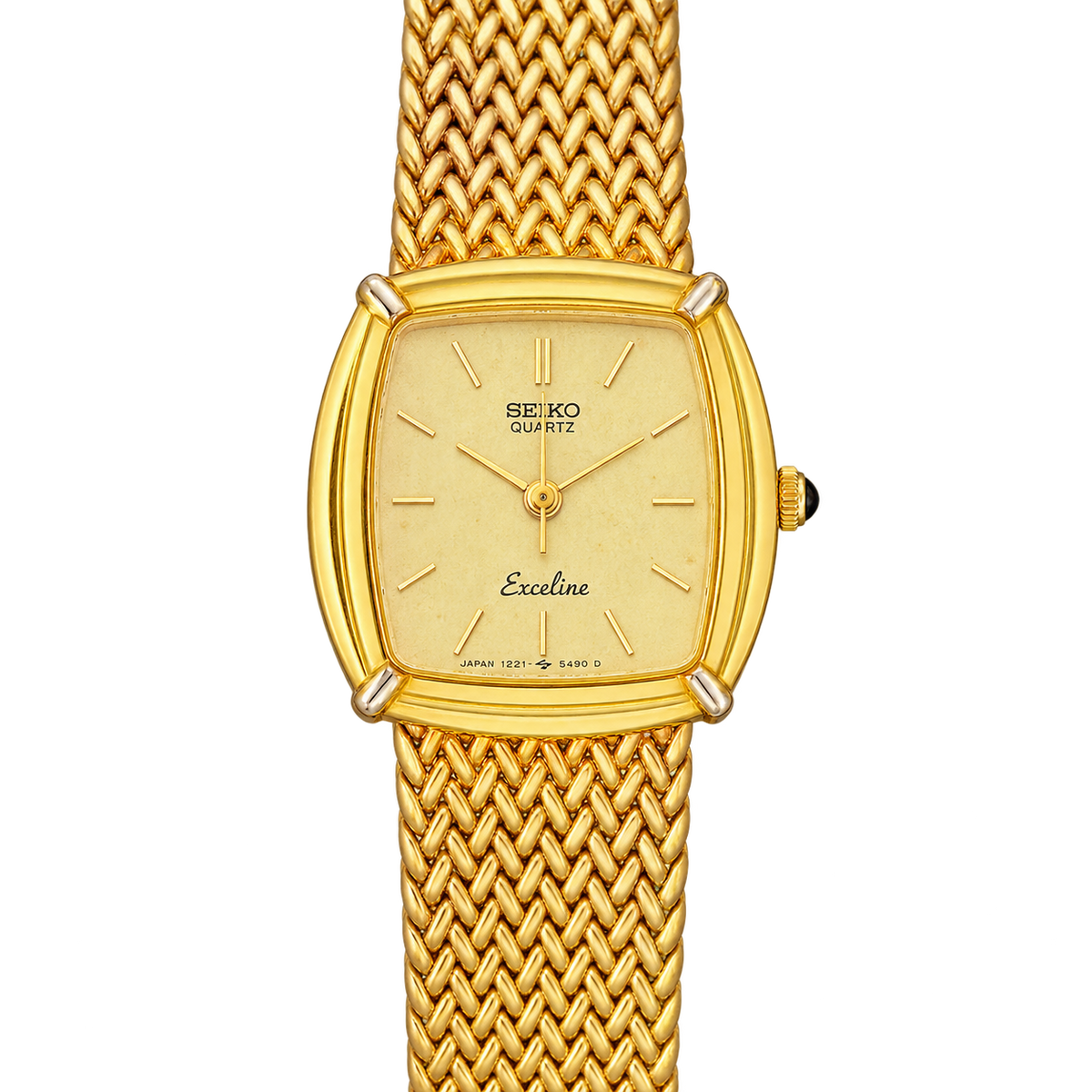 Seiko Exceline Champagne Dial Gold Cushion Women’s Watch