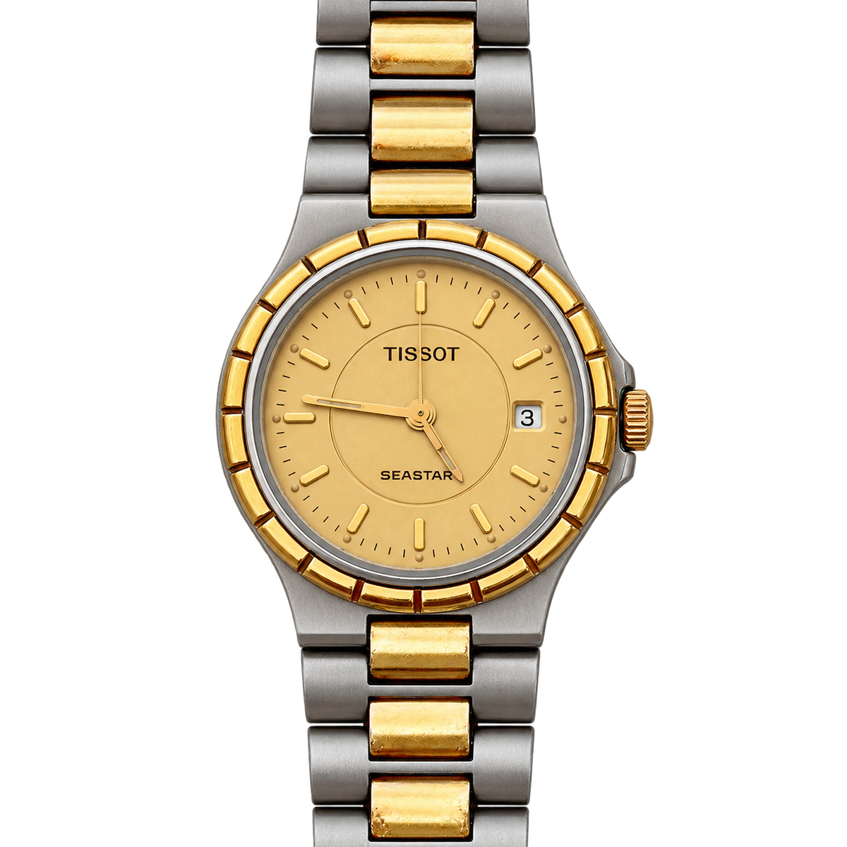 Tissot Seastar Gold Dial Two Tone Date Women’s Watch