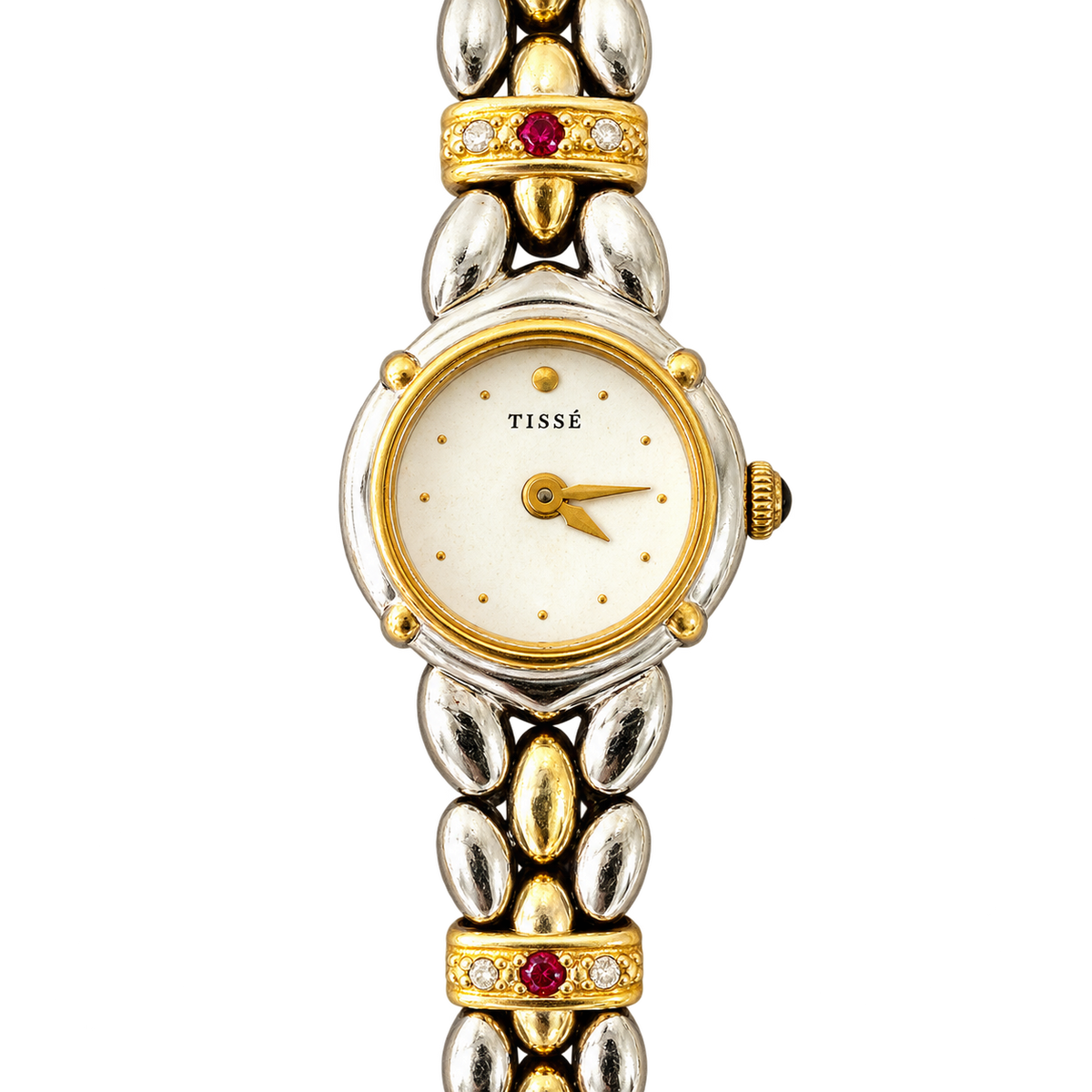 Seiko Tisse Mother of Pearl Women’s Watch with Ruby Bracelet Accents