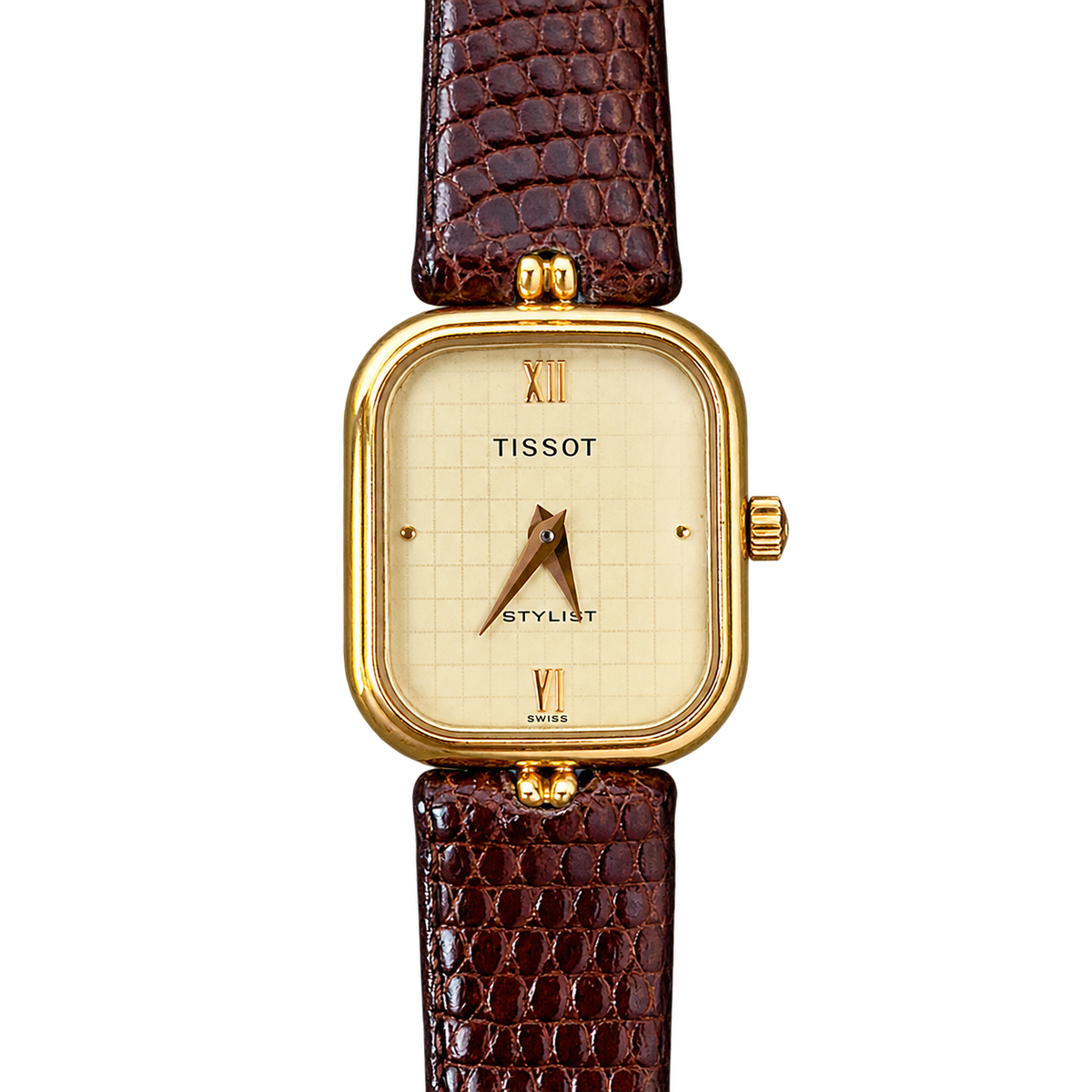 Tissot Stylist Gold Cushion Women’s Watch with Patterned Dial