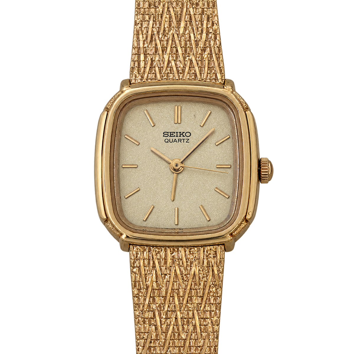Seiko Gold Cushion Textured Bracelet Women’s Watch