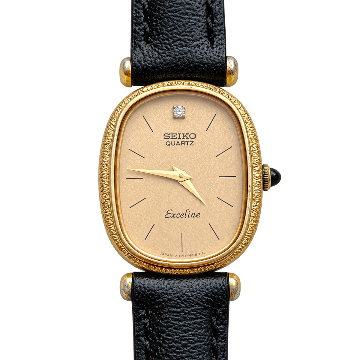 Seiko Exceline One Diamond Gold Dial Leather Women’s Watch