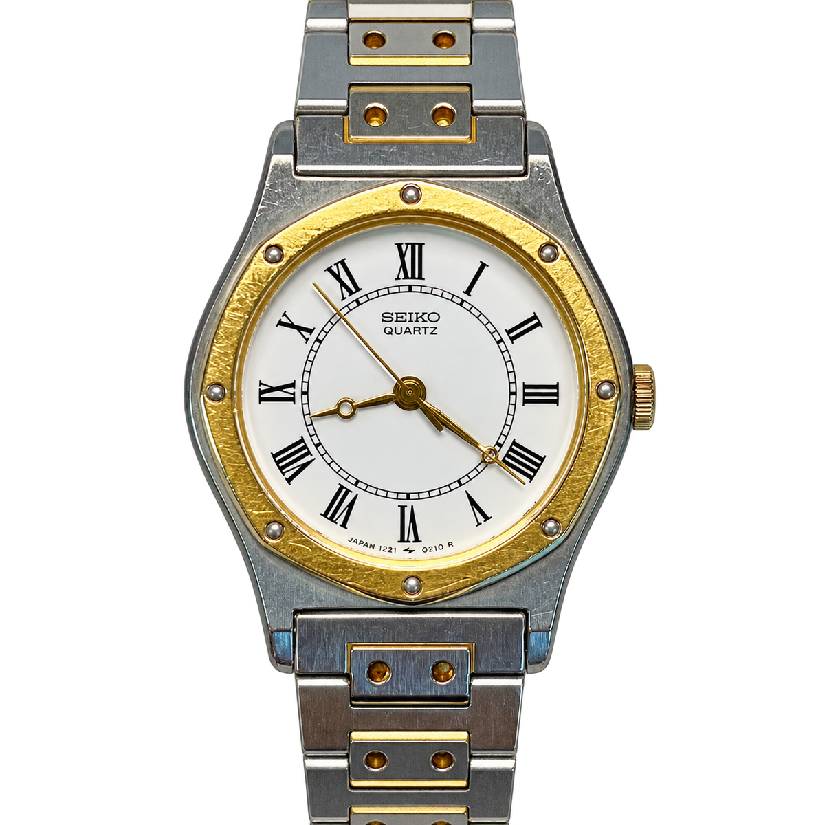 Seiko Roman Dial Two Tone Rivet Bracelet Watch