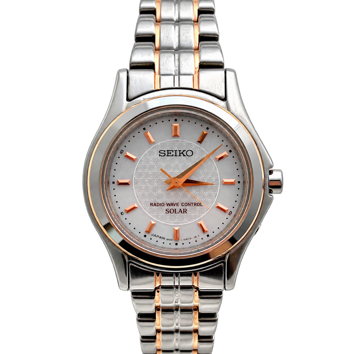 Seiko Solar Textured Dial Two Tone Bracelet Watch