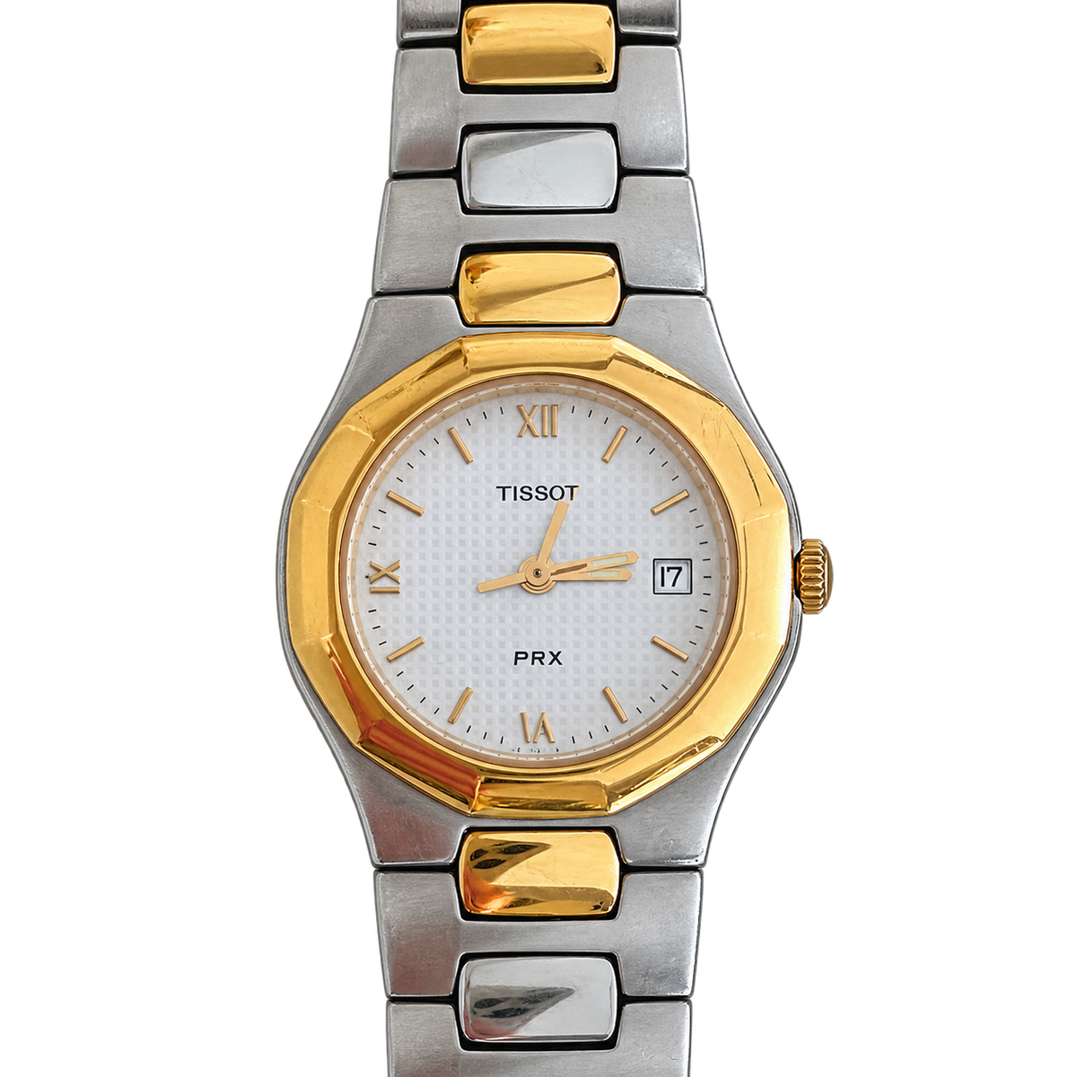 Tissot P440 White Roman Date Two Tone Watch