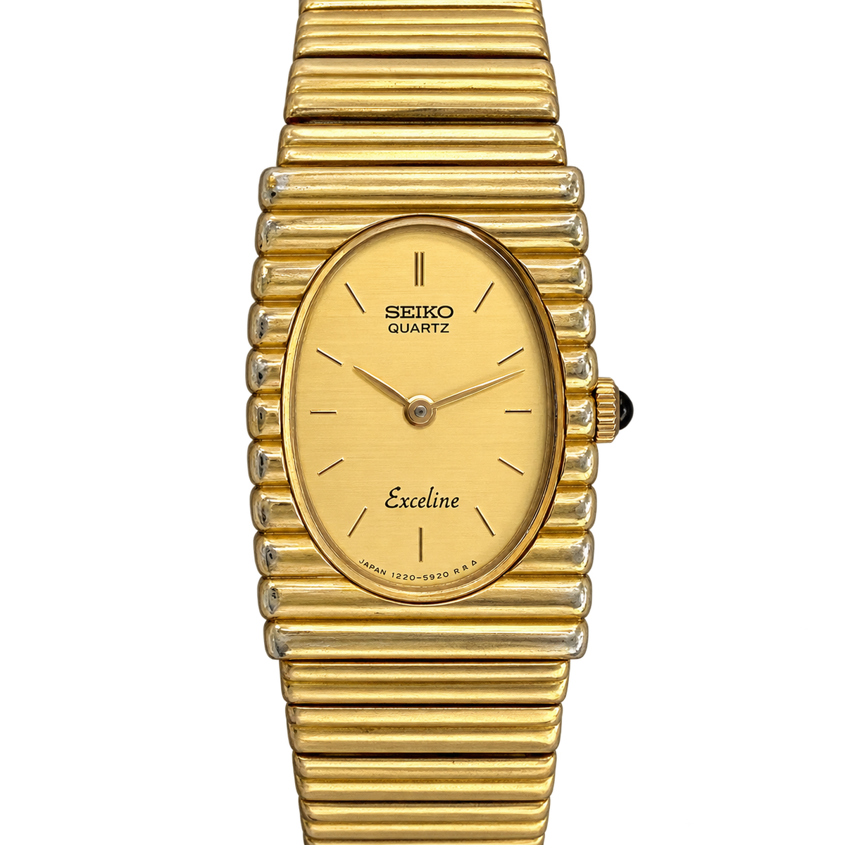 Seiko Oval Dial Gold Tone Bamboo Bracelet Watch