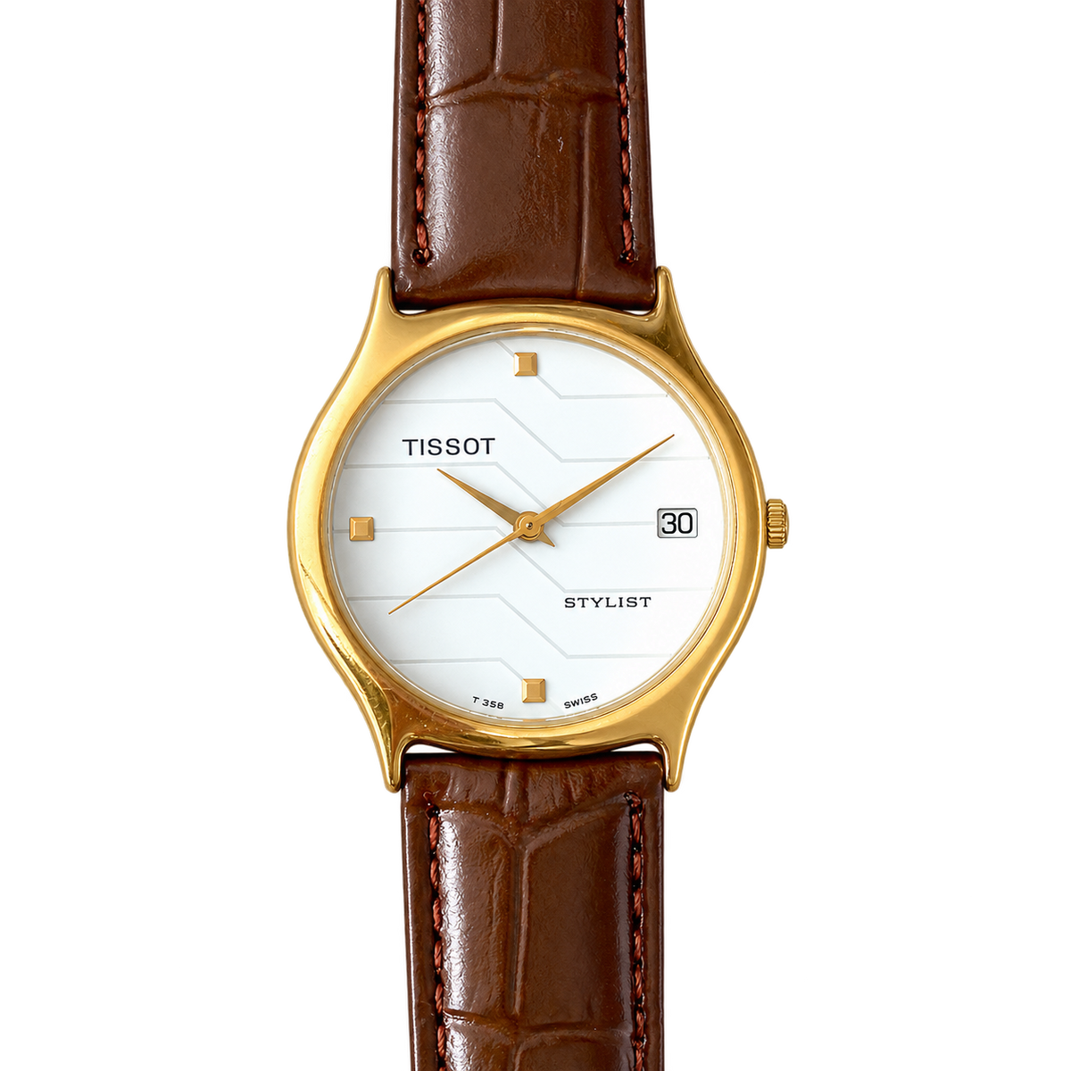 Tissot Stylist Gold Tone Geometric White Dial Watch
