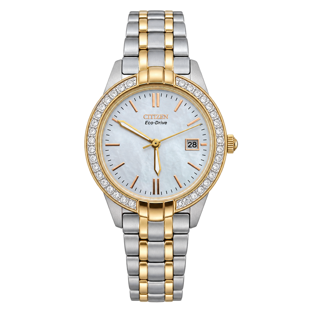 Citizen Eco Drive Pearl Dial Crystal Women’s Watch