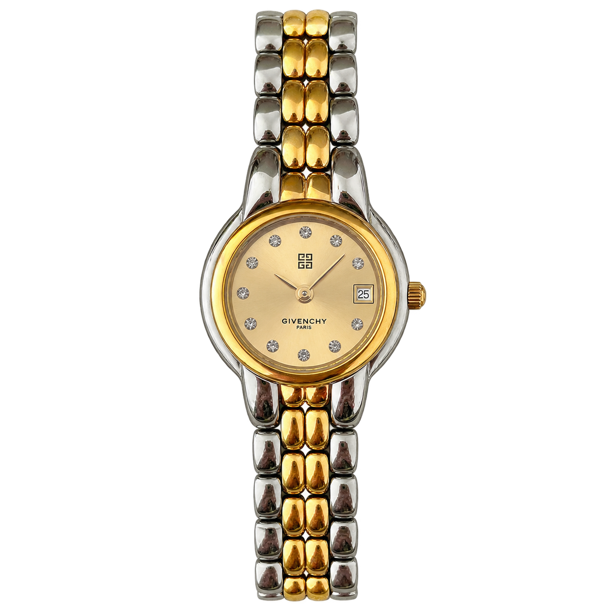 Givenchy Crystal Date Dial Two Tone Watch