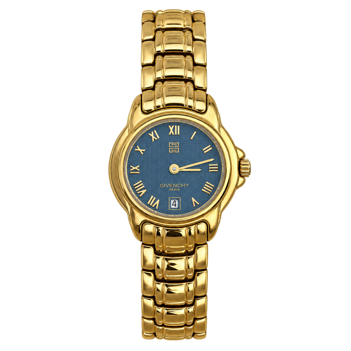 Givenchy Imperator Gold Tone Blue Roman Dial Watch