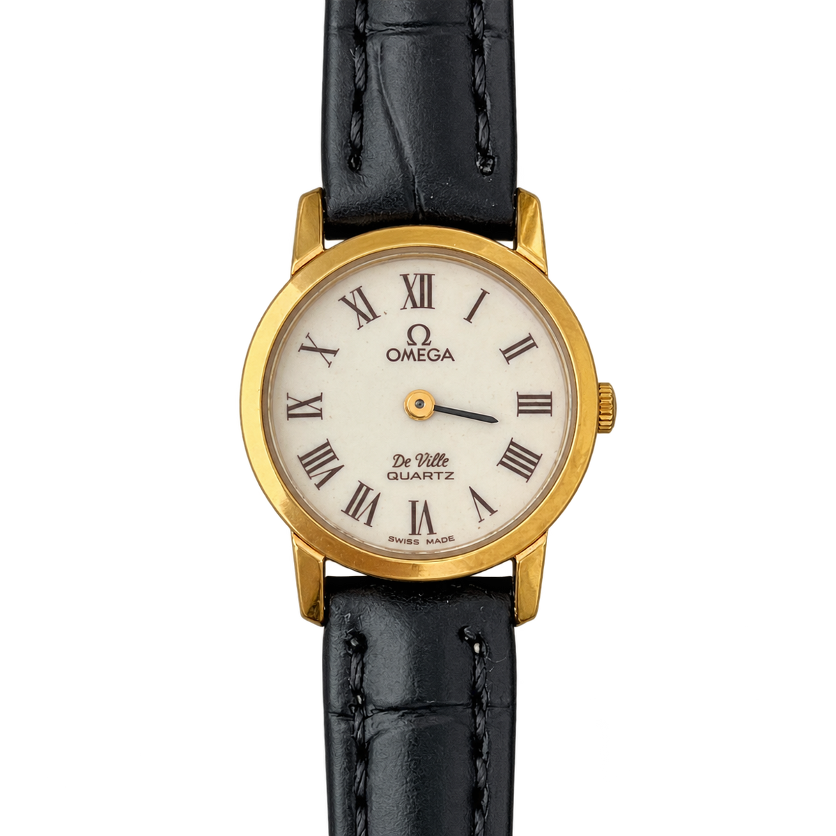 Omega De Ville Burgundy Roman Dial Strap Watch