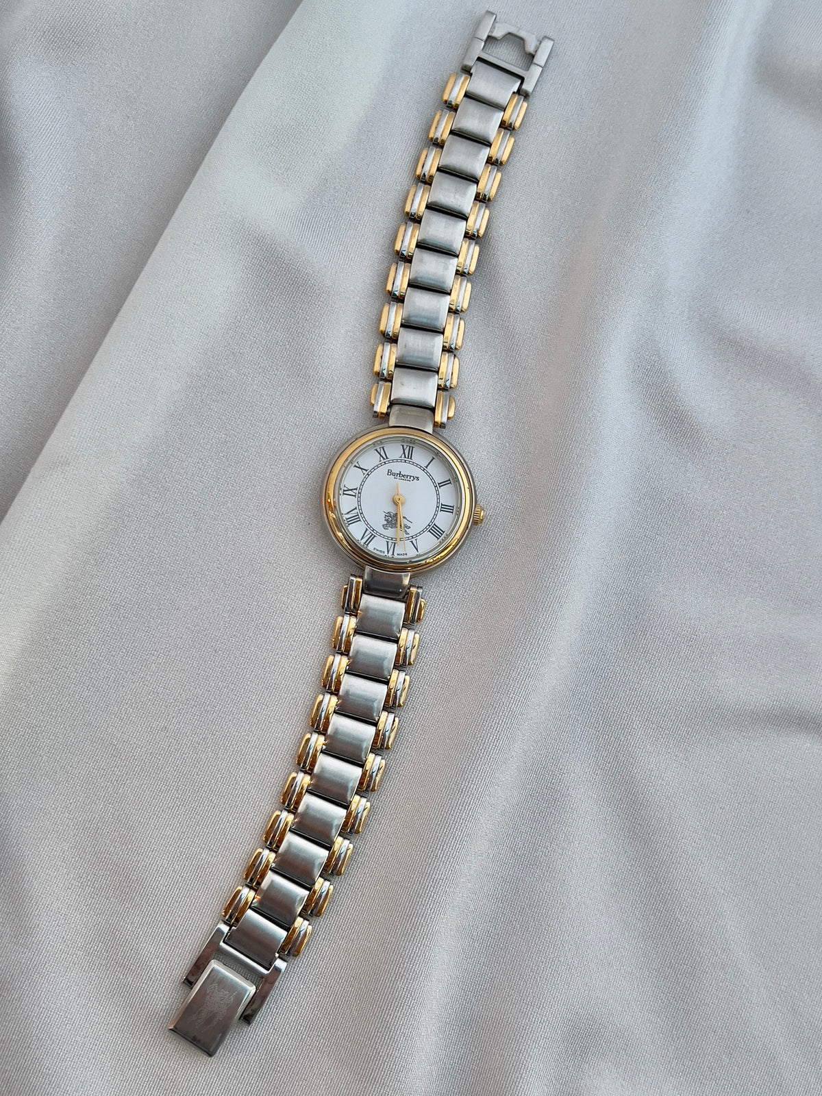 Burberrys White Roman Dial Two Tone Women’s Watch — product photograph 5, Gilded Hour NZ.