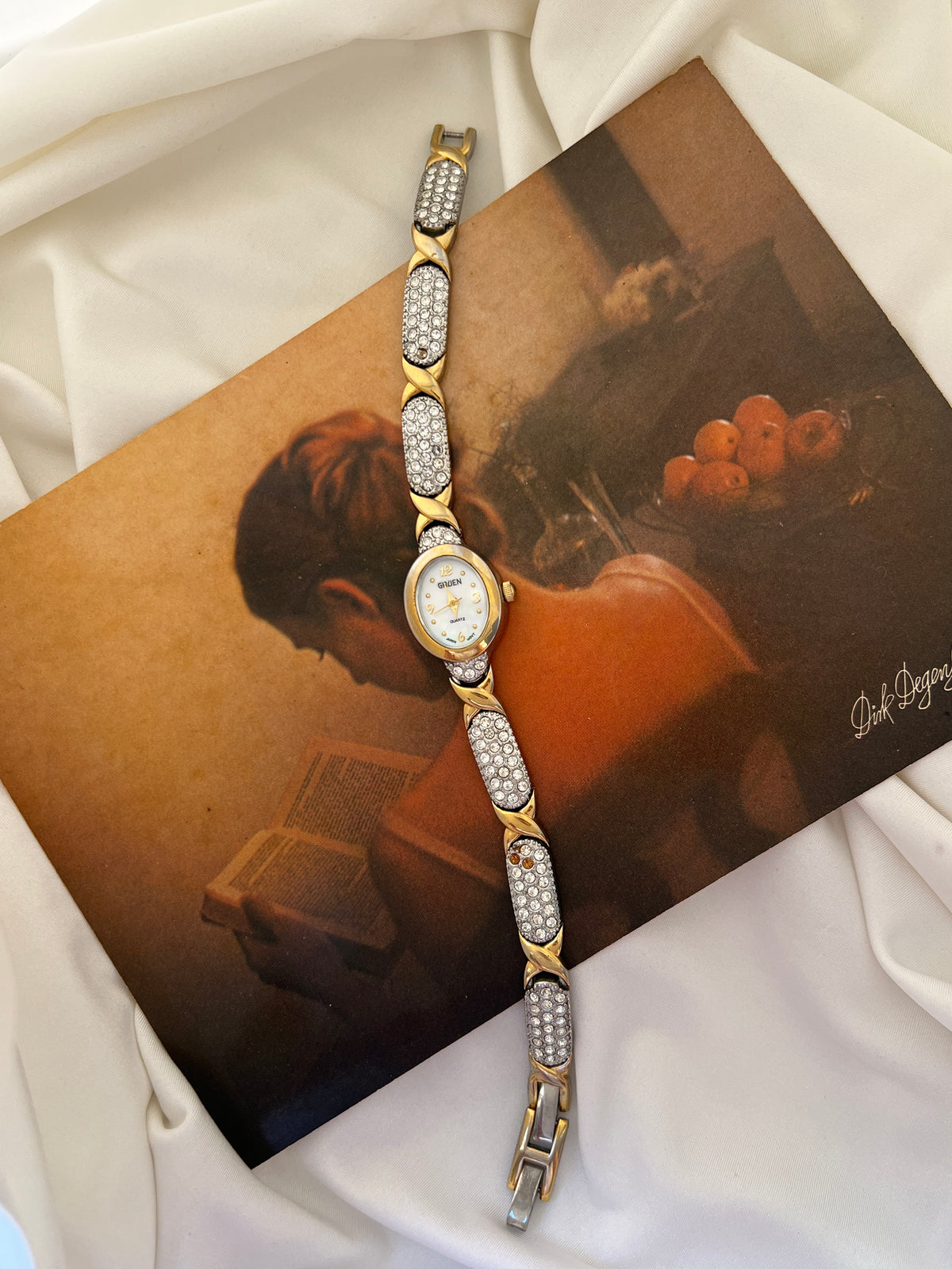 Gruen Petite Abalone Dial Rhinestone Bracelet Watch, product photograph 2.