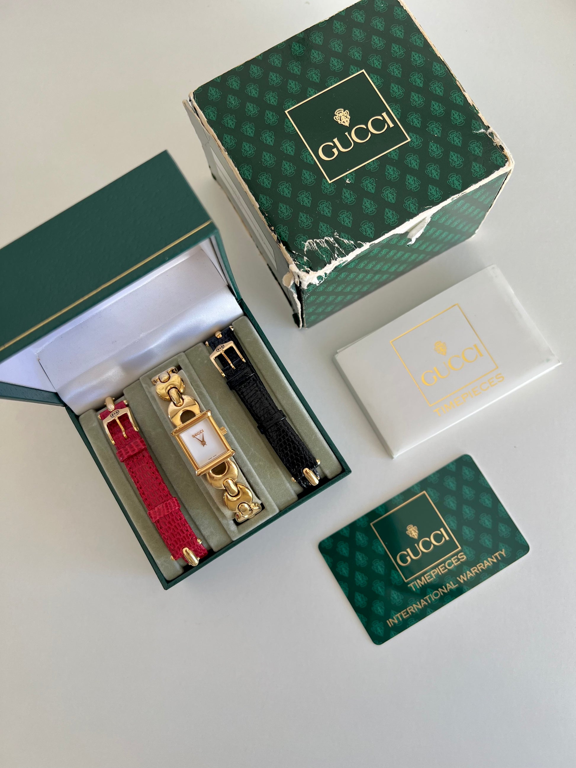 Gucci 1800L Horsebit women's watch complete set with bracelet, interchangeable leather straps, box and warranty card