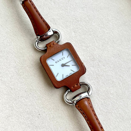 Gucci 1921 Square Woman's Watch with Brown Leather: 90th Anniversary Edition, product view 1.