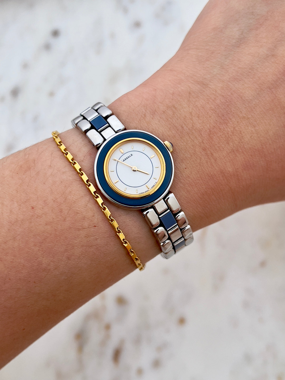 Lassale by Seiko Blue Enamel Accent Women's Watch — product photograph 2, Gilded Hour NZ.
