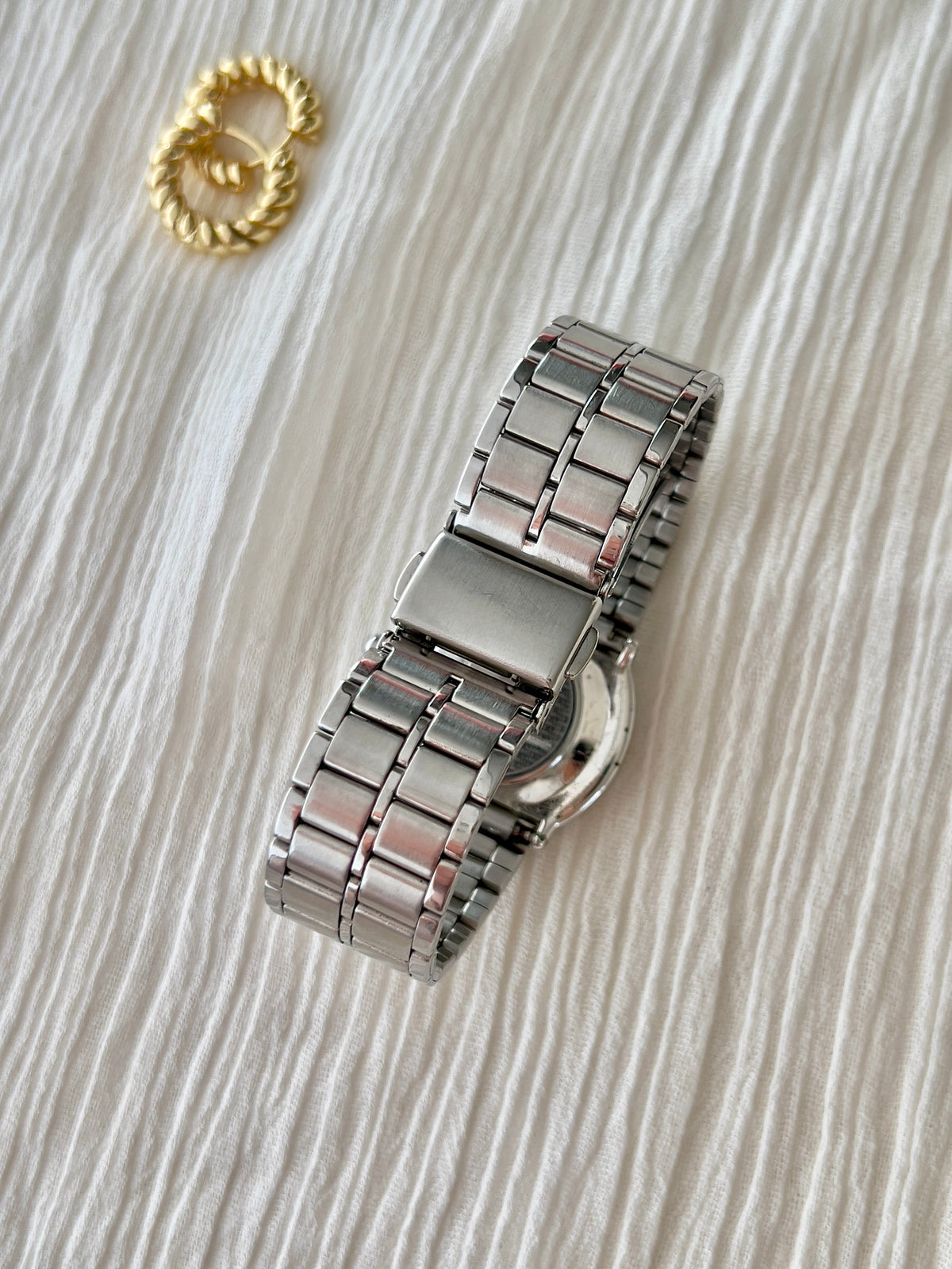 Lassale by Seiko Retrocool Woman's Watch with Unique Diamond Cut Crystal, dial close up of a vintage women's watch at Gilded Hour.