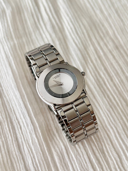 Lassale by Seiko Retrocool Woman's Watch with Unique Diamond Cut Crystal, case profile of a vintage women's watch at Gilded Hour.
