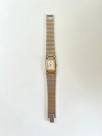 Lassale by Seiko two-tone ladies watch, dial close-up.