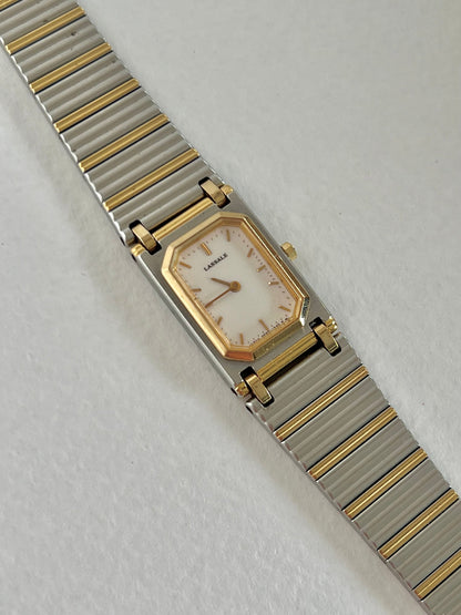 Lassale by Seiko two-tone ladies watch, case profile.