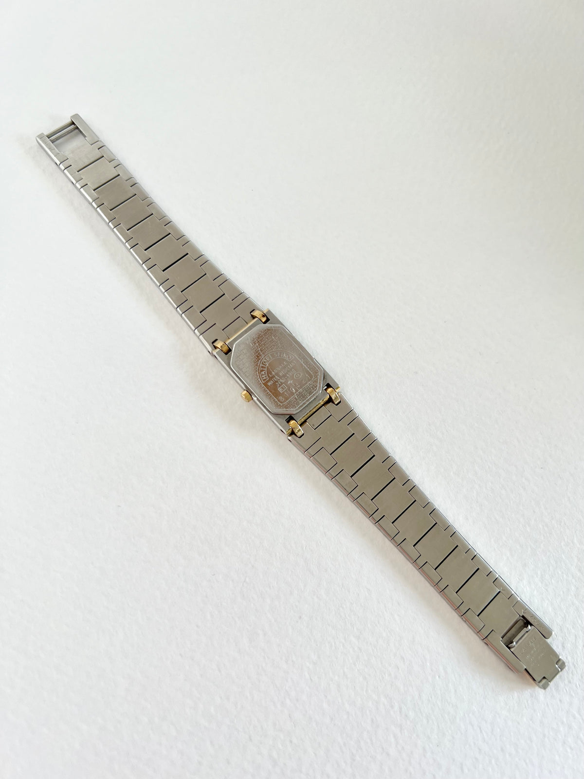 Lassale by Seiko two-tone ladies watch, caseback.