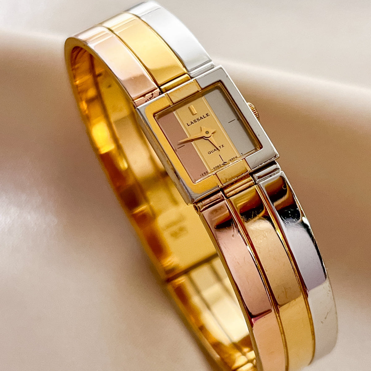 Lassale by Seiko Rectangular Tri Colour Bangle Women's Watch — product photograph 1