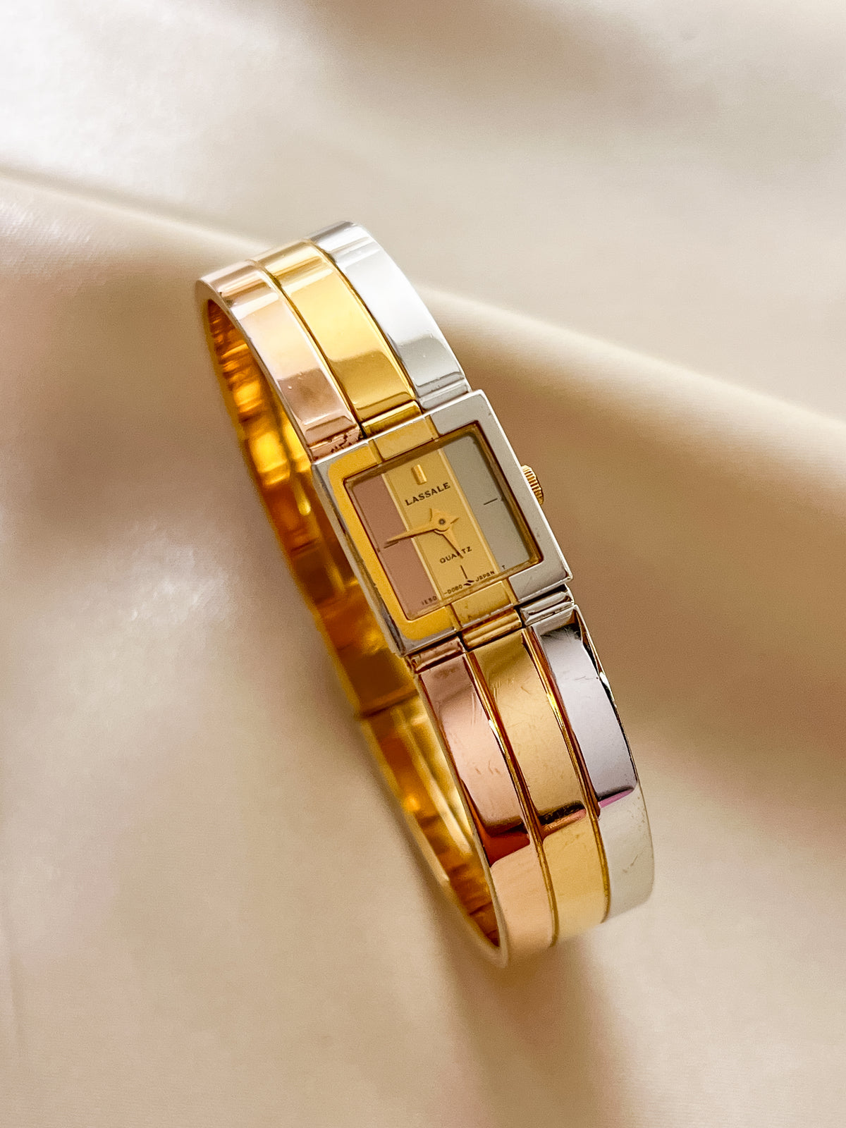 Lassale by Seiko Rectangular Tri Colour Bangle Women's Watch — product photograph 2