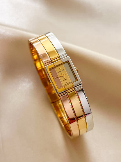 Lassale by Seiko Rectangular Tri Colour Bangle Women's Watch — product photograph 2