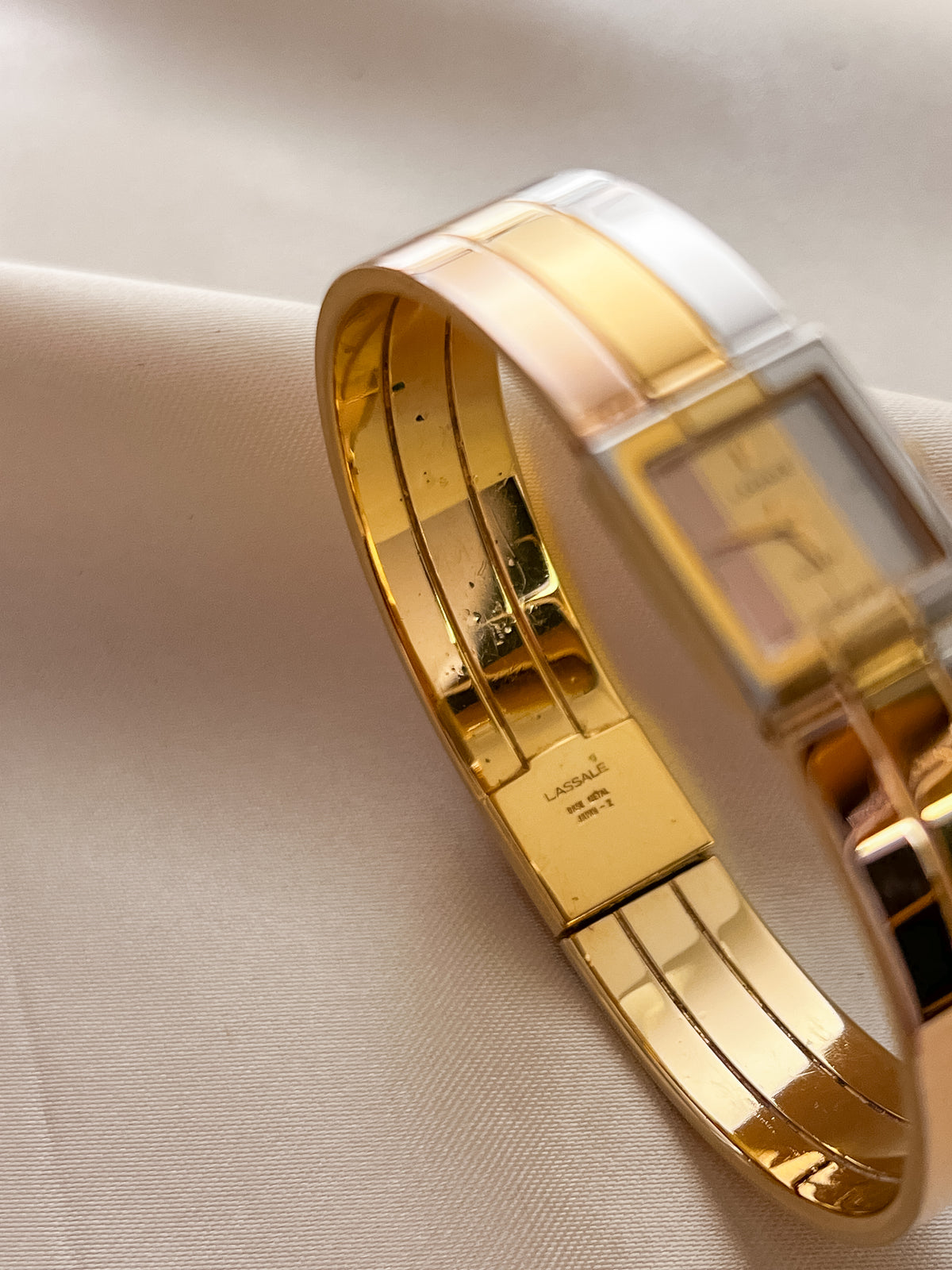 Lassale by Seiko Rectangular Tri Colour Bangle Women's Watch — product photograph 3