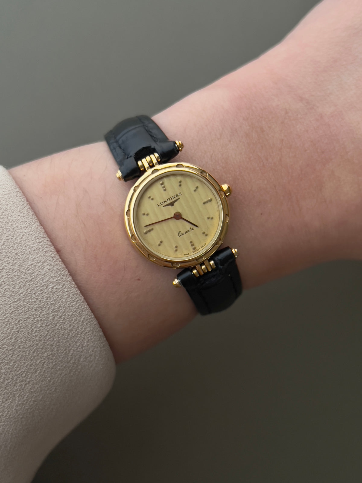 Longines Gold Tone Textured Round Women's Watch — product photograph 2, Gilded Hour NZ.