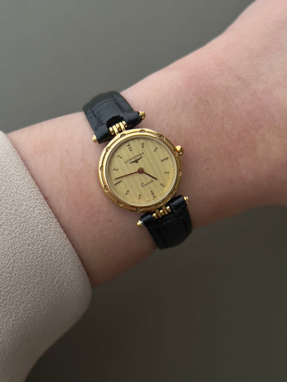 Longines Gold Tone Textured Round Women's Watch — product photograph 2, Gilded Hour NZ.